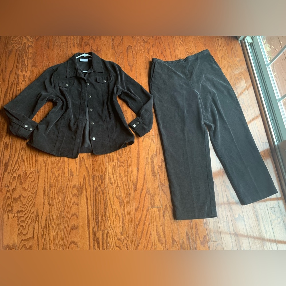 Alfred Dunner Black Curduroy Pant Set